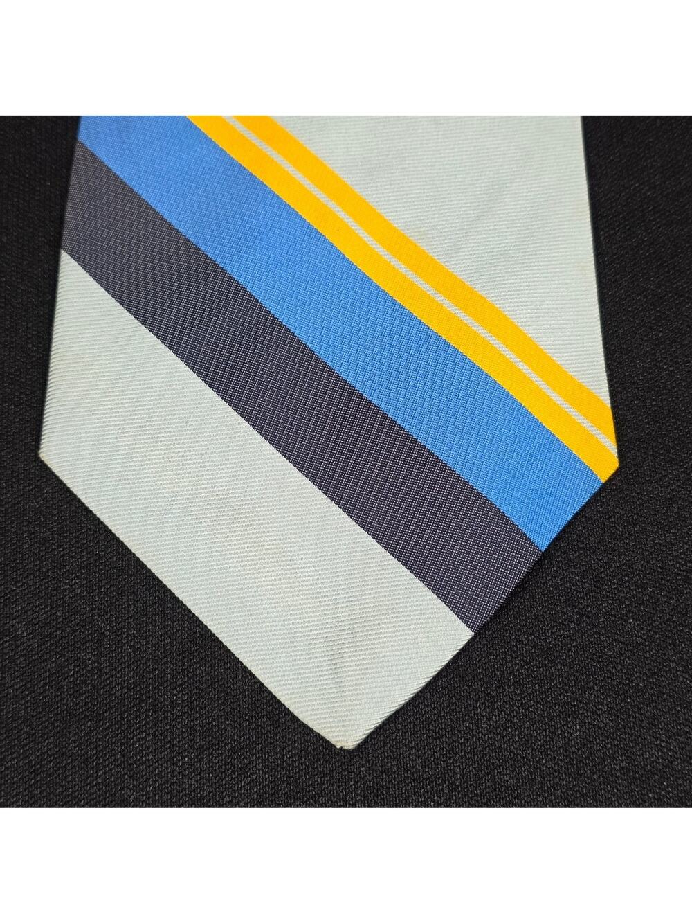 Riviera Men's Striped Tie Blue Yellow Classic Width